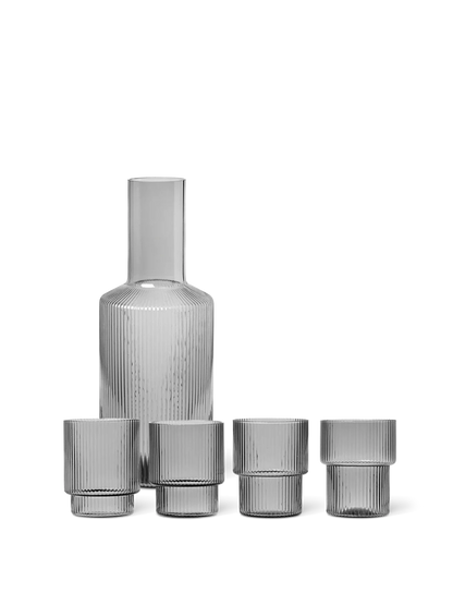 Ripple-Gläser – 4er-Set & Karaffen-Geschenkset – Rauchgrau