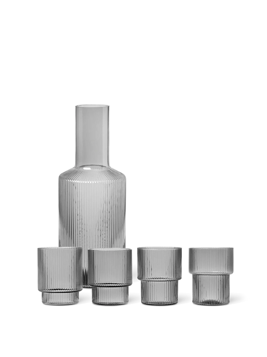 Ripple-Gläser – 4er-Set & Karaffen-Geschenkset – Rauchgrau