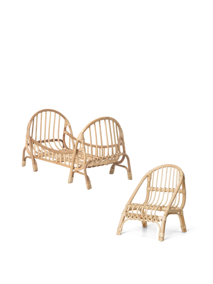Kuku Puppenbett & Puppenstuhl - Natur - Geschenkset