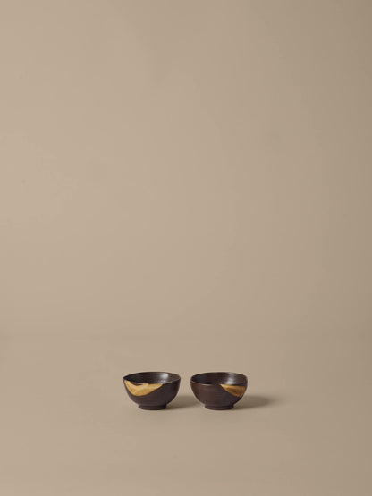 Koyo Schalen – Ø8,5 – 2er-Set – Dunkelbraun/Beige