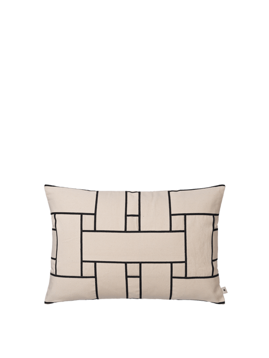 Kissenbezug Lattice Offset – rechteckig – Off-White/Schwarz