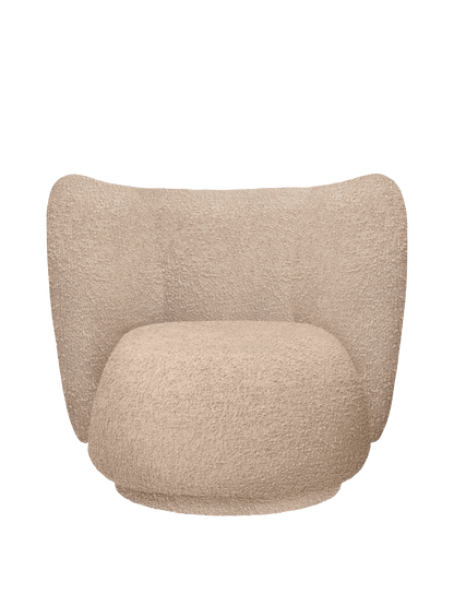 Rico Loungesessel – drehbar – Rohbouclé – Natur