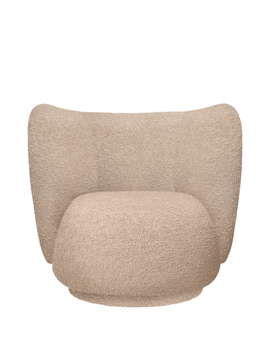 Rico Loungesessel – drehbar – Rohbouclé – Natur